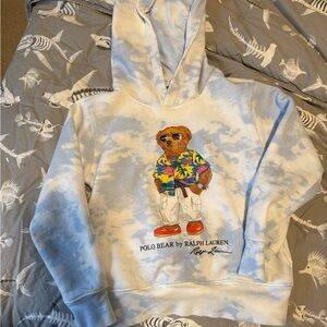 Polo by Ralph Lauren Kids Blue Tie-Dye Bear Graphic Hoodie